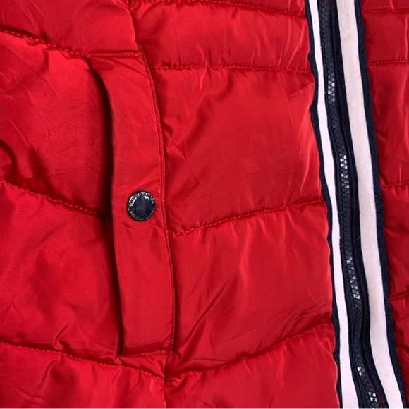 Tommy Hilfiger Red Puffer Coat Winter Warm Jacket Hood Women’s XS Extra Small - Picture 3 of 11